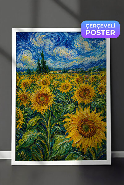 Zestia Van Gogh inspirisana slika polja suncokreta, efekat uljane boje, beli ...