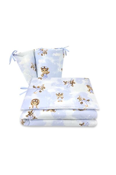Qmini Lenjerie patut 3 piese, Qmini, Pentru patut 120x60 cm, Cu protectie lat...