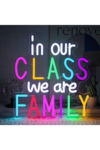 Slasa In Our Class We Are Family LED Neon Sign, Multicolor 35x32 cm