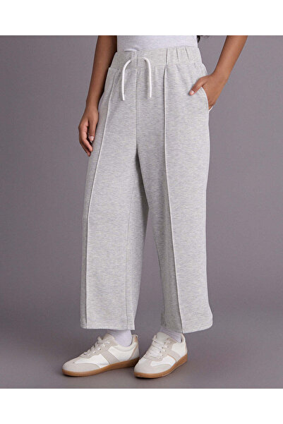 REDTAG Senior Girls Grey Melange Wide Leg Pants