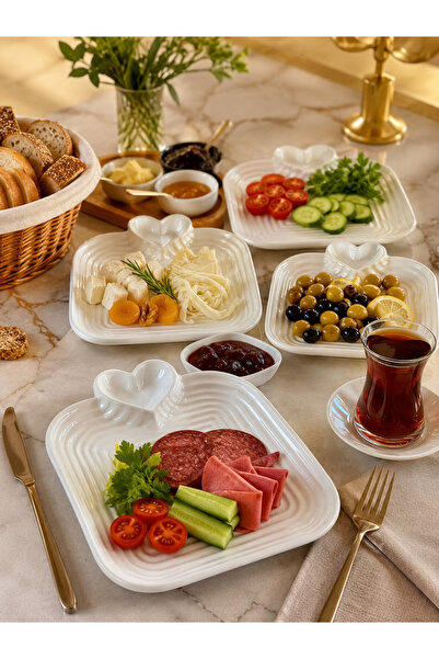 MAY HOME Kalpli Seramik Sunum Tabağı & Reçellikli Kahvaltı Servis Tabağı 1 Adet
