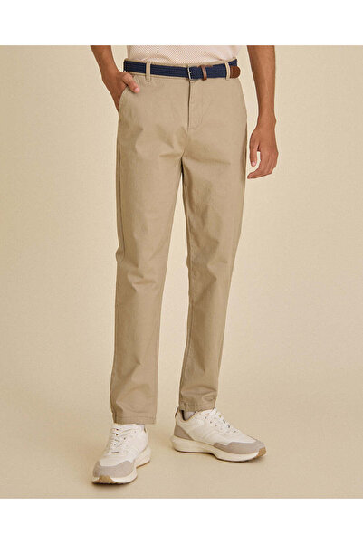 REDTAG Senior Boys Beige Casual Trouser With Belt