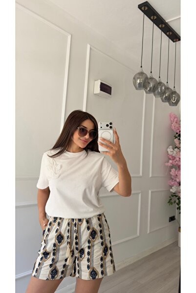 Daves Ecru Textured and Sequined Bermuda Shorts