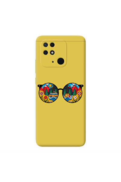 Other Xiaomi Redmi 10C Round Glasses Yellow Colored Silicone TPU Θήκη