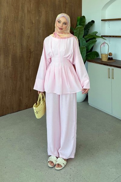 Şule Giyim Nilda Linen Set Pink