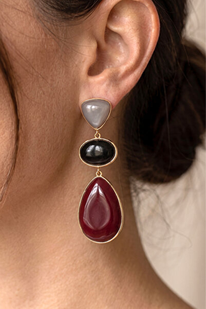 Elika Silver Three Color Dangle Vintage Earrings