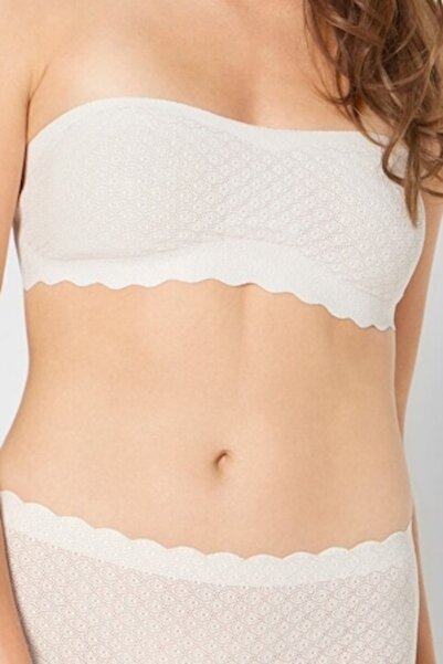 SLOGGI Sutien, tip bandeau, fără cusături, cu dantelă, ivory, M
