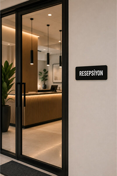 Happynesso Black Plexiglass Sign "Reception" from the Orientation Series 22 c...