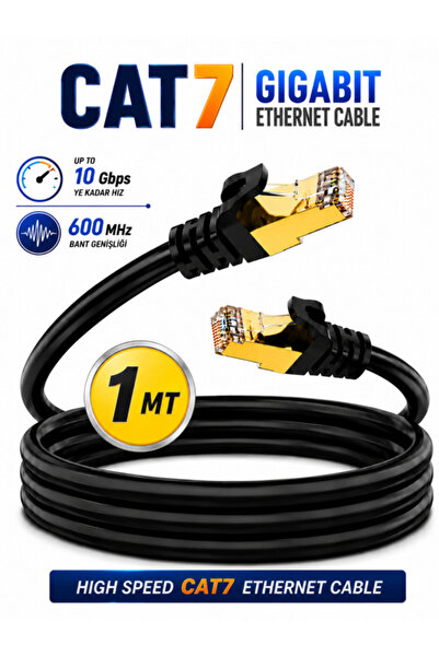 Vwin 1 Metre Cat7 İnternet Kablosu 10 Gbps 600 Mhz U/Ftp Patch Lan Ethernet Cable