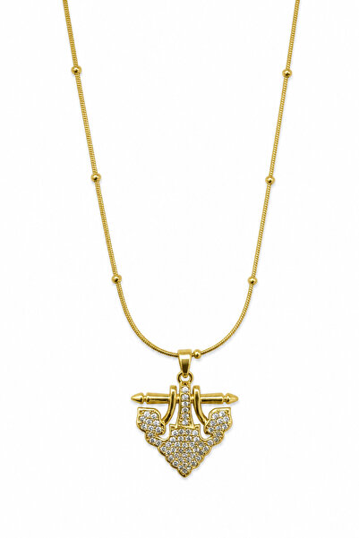 Jack Ferrero Steel Zircon Stone Anchor Figured Yellow Necklace