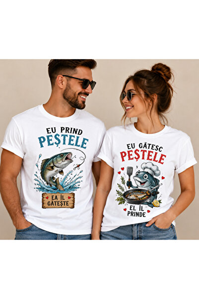 GE Couple T-shirt Top Bottom Set – "I catch the fish, she cooks it"