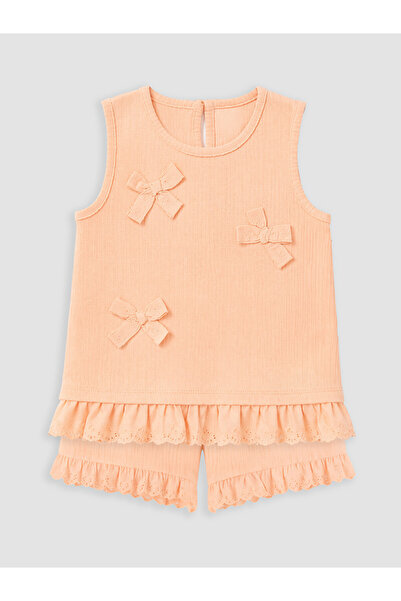 LC Waikiki Lcw Kids Coral Ribbon Detailed Baby Girl Set