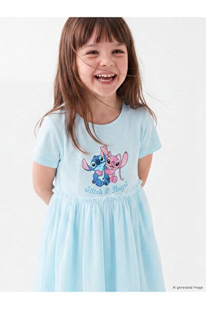 LC Waikiki Stitch and Angela Printed Girls' Ruffle Elibse