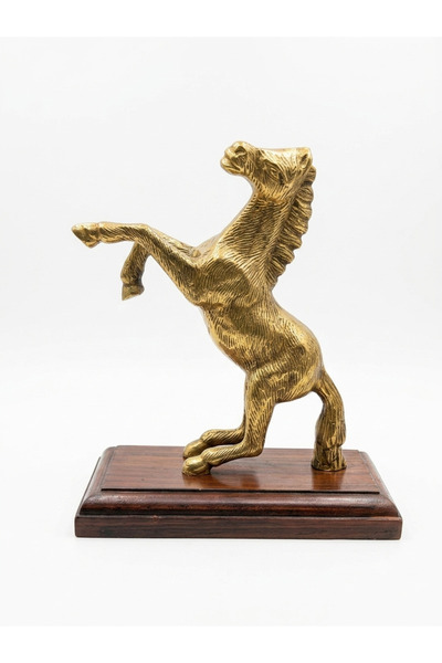 VENDIX Premium Solid Brass Rearing Horse Statue on Dark Mango Wood Base — Lux...