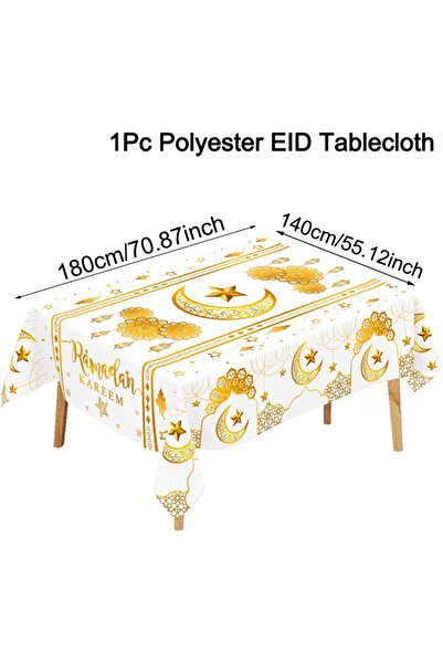 Choice 502 Ramadan Kareem Table Cover White Gold Ramadan Decor 2026 For Home ...