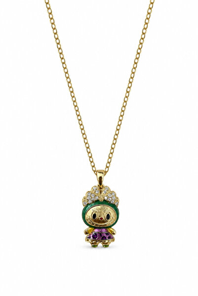 Jack Ferrero Steel Necklace with Yellow Colored Cute Character Figure and Sto...