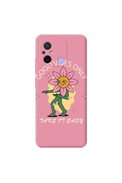 Other Xiaomi Redmi 12C Good Vibes Only Pink Colored Silicone TPU Θήκη