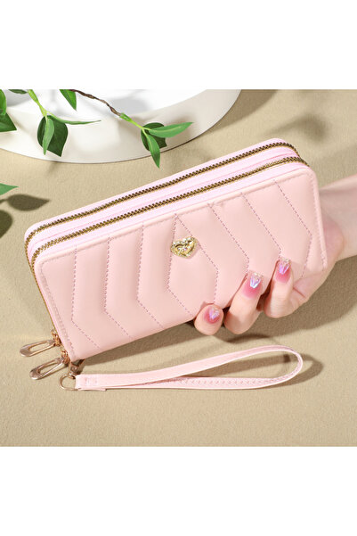 Choice3 pink Chic Faux Leather Wallet - Double Zipper Security - Coin Purse &...