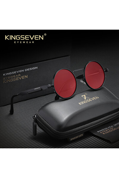 Choice1 Black ClearRed KINGSEVEN Polarized Round Sunglasses Men Retro Vintage...