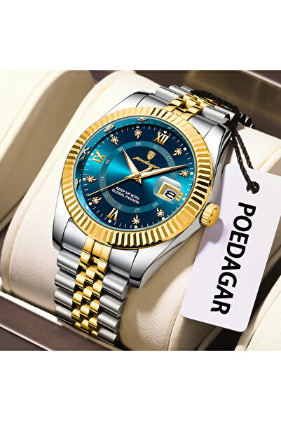 Choice6 910 Gold Blue Original Luxury Men Wristwatch Waterproof Luminous Date...
