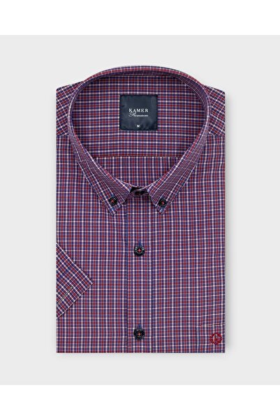 KAMER Men's Regular Fit Short Sleeve Buttoned Collar Plaid Multicolor Shirt 9...