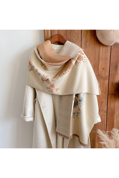 Choice4 Orange 2022 New Women Butterfly Cashmere Scarf Luxury Brand Winter Th...