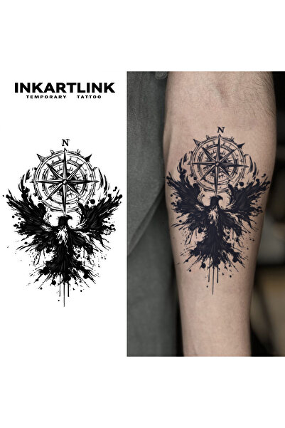 Choice 663-1014L INKARTLINK Phoenix Tattoo Stickers Compass Disc Tattoo Water...