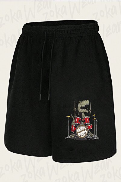 ZOKAWEAR Unisex Dinos Dinosaur Drums Design Printed Shorts