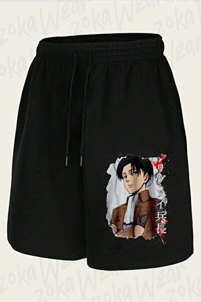 ZOKAWEAR شورت مطبوع بتصميم شخصية أنمي AOT Levi Ackerman للجنسين
