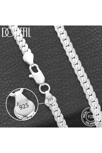 Choice4 سلسلة فضية 925 بطول 60 سم، عرض 5 ملم، متوفرة بأطوال 8/18/20/24 بوصة ل...