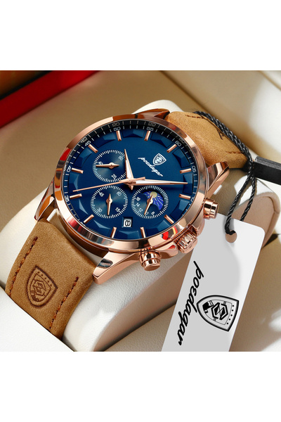 Choice 928 Rose Gold Blue Luxury Sports Men Watch Luminous Waterproof Chronog...