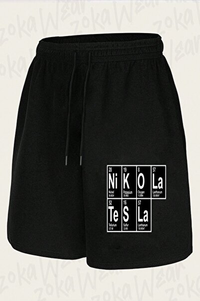 ZOKAWEAR Unisex Periodic Table Scientist Nikola Tesla Design Printed Shorts