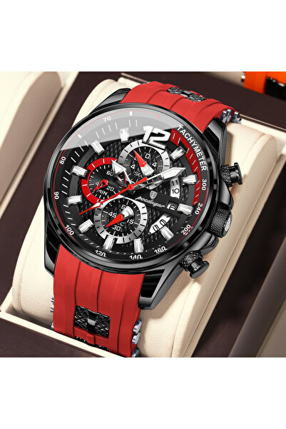 Choice 898 Black Red Functional Watch For Men Date Chronograph Luminous Water...