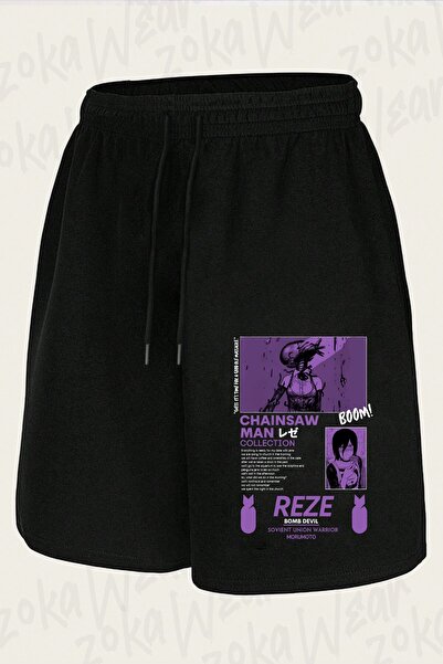 ZOKAWEAR شورت مطبوع بتصميم خاص من Chainsaw Man Reze v2 للجنسين