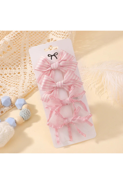 Choice3 FJ5135-4B 4Pcs/Set Baby Girls Hair Accessories Sweet Plaid Flowers La...