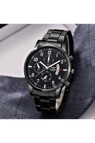 Choice4 Black Black Silver Luxury Men Business Watches Fashion Calendar Quart...