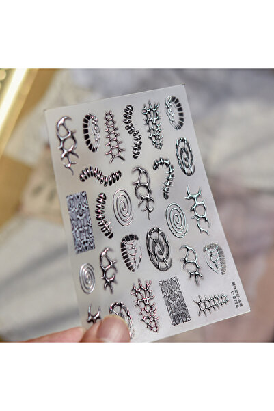 Choice 1pcs Metal Punk Cool Nails Art Sticker Gothic Abstract Bone Skeleton S...