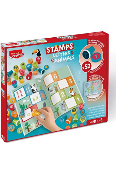 Maped Set creativ de 52 de ștampile: Litere și Animale
