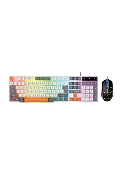 AOAS Σετ ενσύρματο πληκτρολόγιο & ποντίκι Gaming - A1020 - 655560 - White