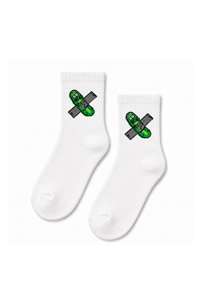 CARNAVAL SOCKS Banded Pickled Patterned White Half-Toe Short Socks