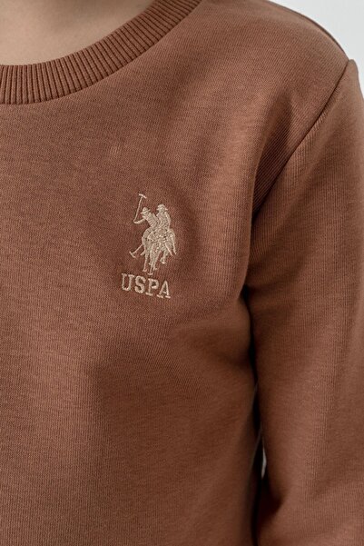 U.S. Polo Assn. طقم بدلة رياضية للأولاد مطبوعة باللون البني بأكمام طويلة US26...