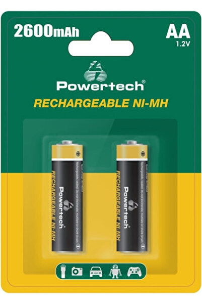 POWERTECH Επαναφορτιζόμενη Μπαταρία AA Ni-MH 2600mAh 1.2V 2 τεμάχια