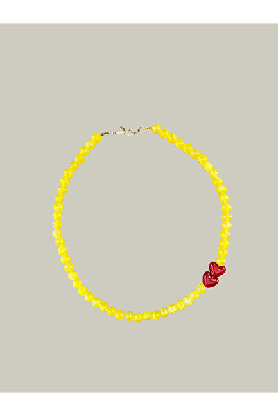 Wish List Jewelry Murano kirmizi kalpli doğal taş kolye