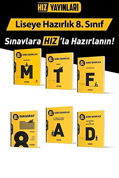 Hız Yayınları 8. Sınıf Matematik, Türkçe, Fen Bil.İnkılap Tar. Paragraf, Din ...