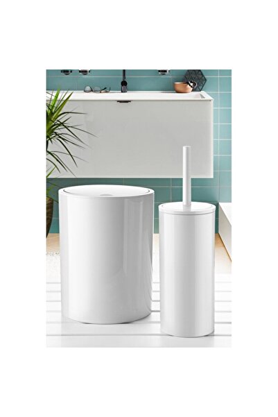 Empressco Banyo Seti 2'li, Beyaz, Çöp Kovası ve Tuvalet Fırçası Takımı