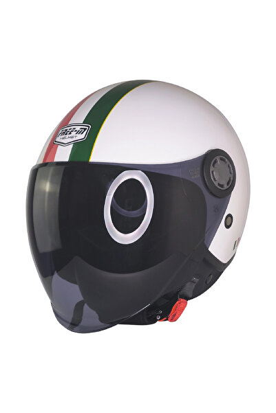 kuzey motor FR-612 İTALY GOLD YARIM KASK (SİYAH CAMLI+GÜNEŞ VİZÖRLÜ)