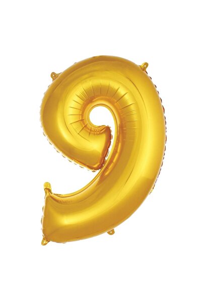 Parti Dükkanı 34 İnç Gold 9 Rakam Folyo Balon 76 cm Helyum Uyumlu Altın Renk ...