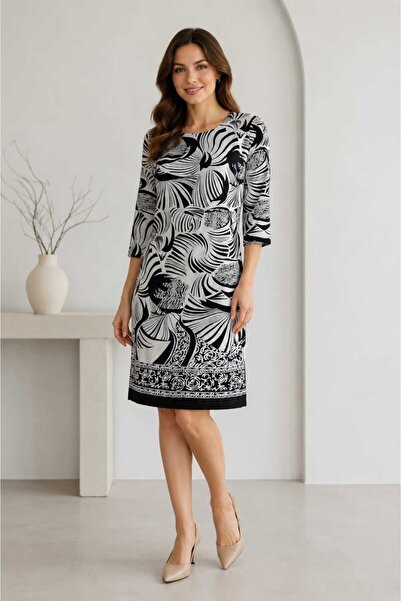 Bad Ro24-11 - Rochie dama din 100% in cu imprimeu modern