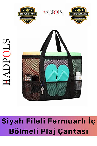 HadPols #Çanta Dayanıklı Siyah Fileli Çok Cepli Fermuarlı İç Bölmeli Geniş Ha...