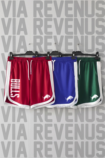 Vordevia Bulls Printed Unisex Retro Varsity Daily Training Sports Shorts 3-Pack